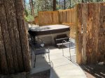 Private Outdoor Hot Tub at Cozy Woods Cabin
